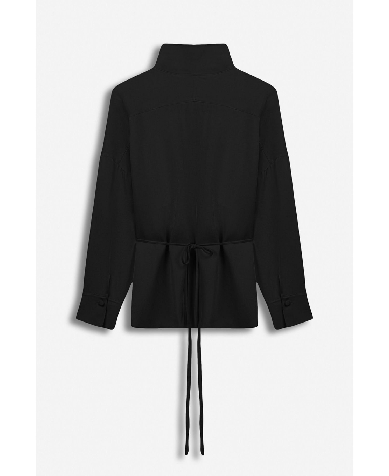 Women's Long-Sleeve Button-Up Tie-Detail Blouse