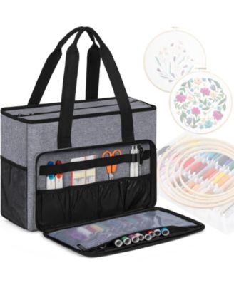 Embroidery Project Carrying Tote Storage Bag Multi Pocket Travel Organizer