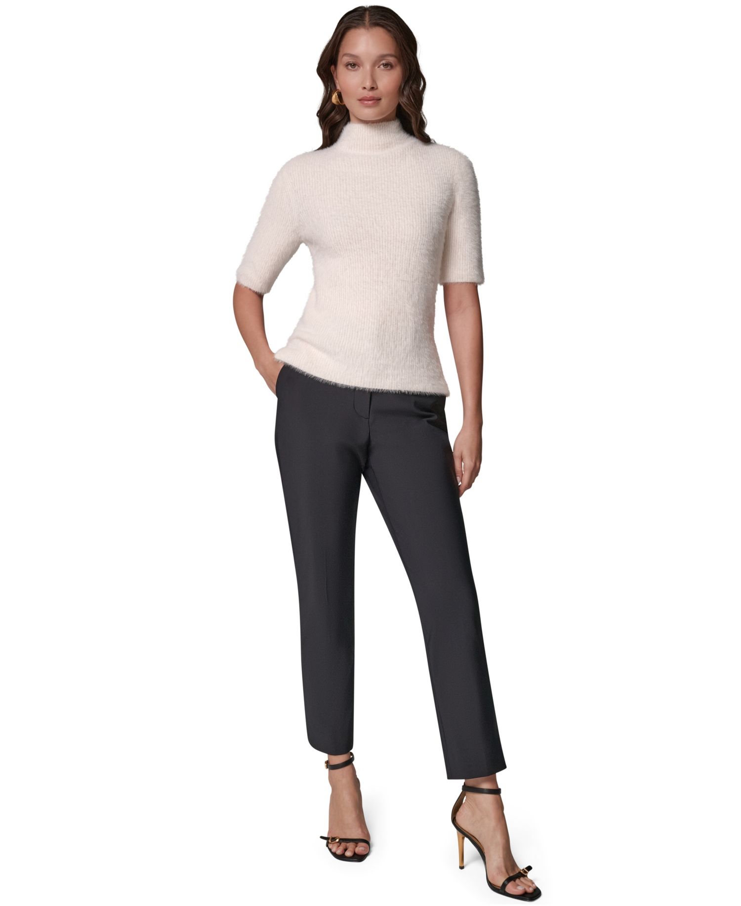 Women's Short-Sleeve Mock Neck Sweater