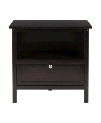 Solid Wood Corner TV Stand With Storage Flip Down Door And Open Shelf