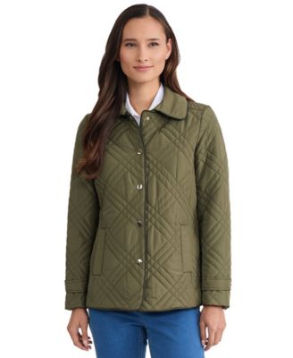 Petite Quilted Faux Leather Trim Jacket