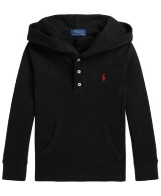 Boys' 2T-7 Hooded Waffle-Knit Long-Sleeve Henley Hoodie