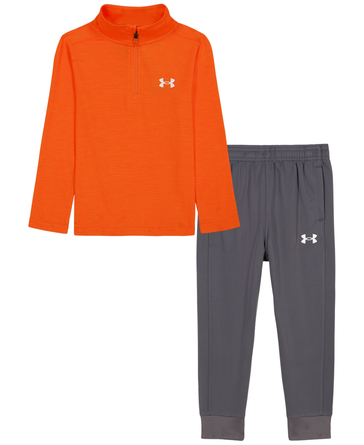 Under Armour Kids' Boys' 2t-7 Rye Quarter-zip Mock Neck Top And Joggers, 2-piece Set In Outrageous Orange