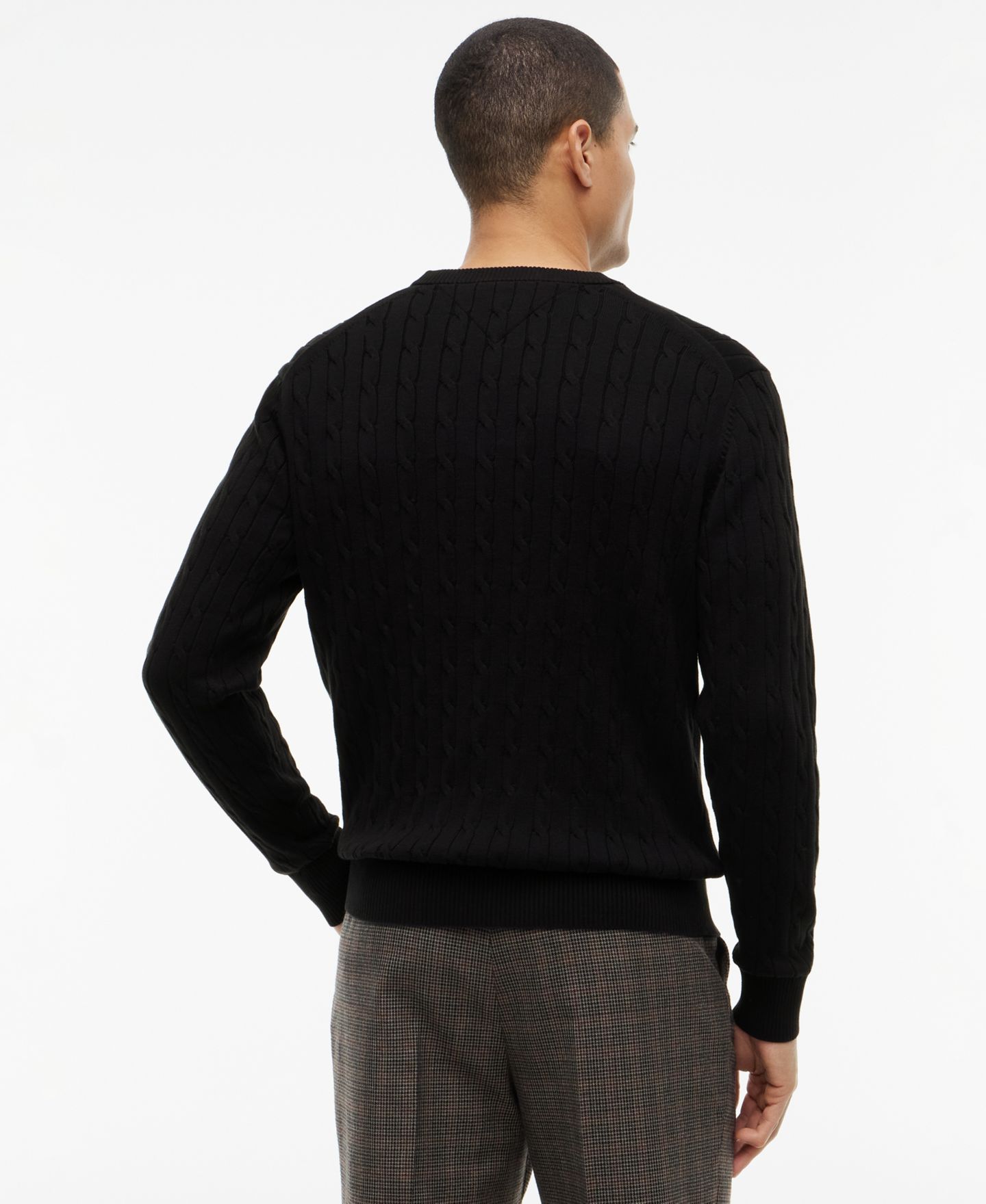Мужской свитер Tommy Hilfiger Classic Cotton Cable Crewneck, цвет: Чёрный — фото 4