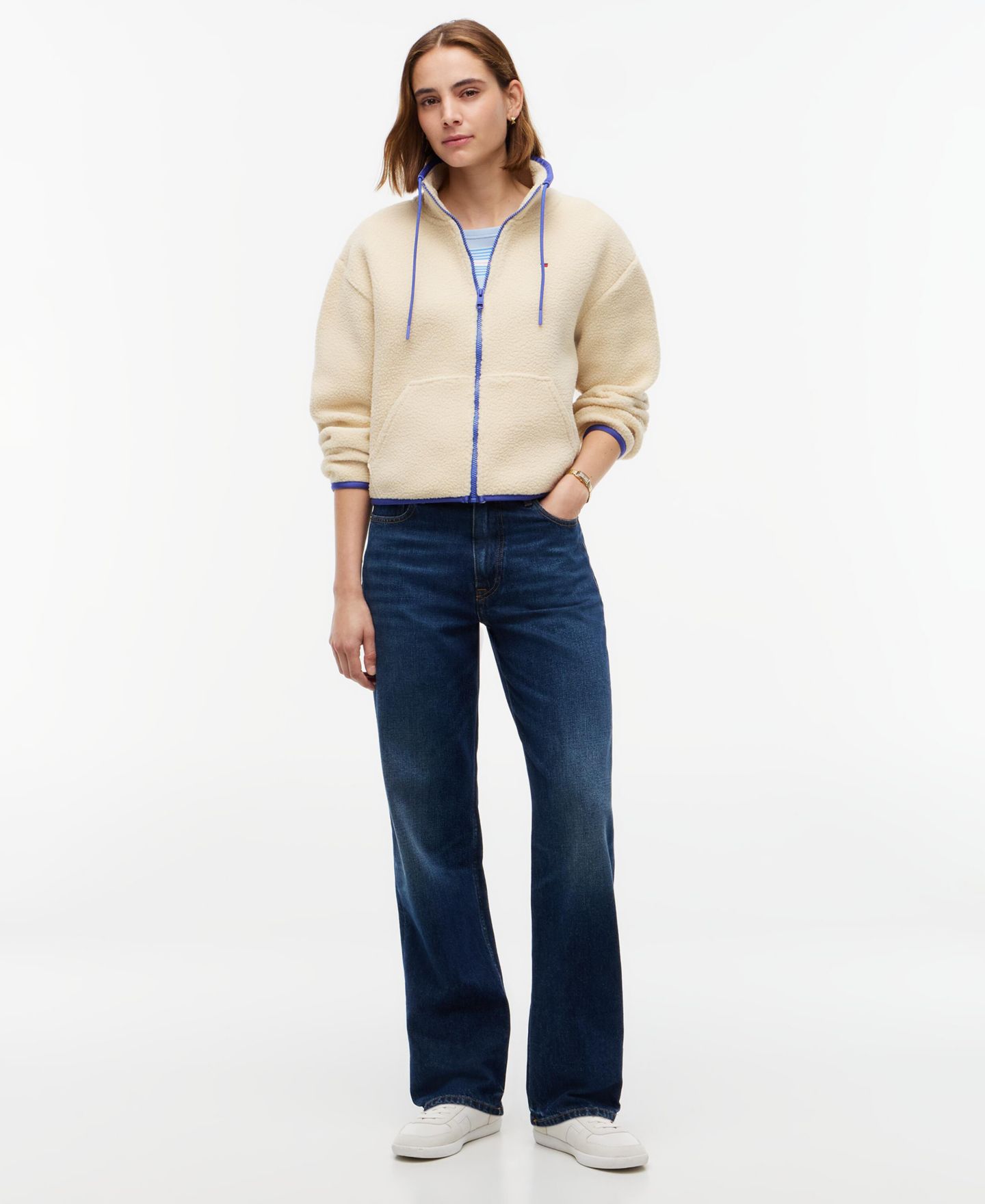 Женская куртка Tommy Hilfiger Funnel Neck Long-Sleeve Fleece, цвет: Слоновая кость — фото 2