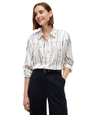 Women's Fluid Floral-Print Long-Sleeve Blouse