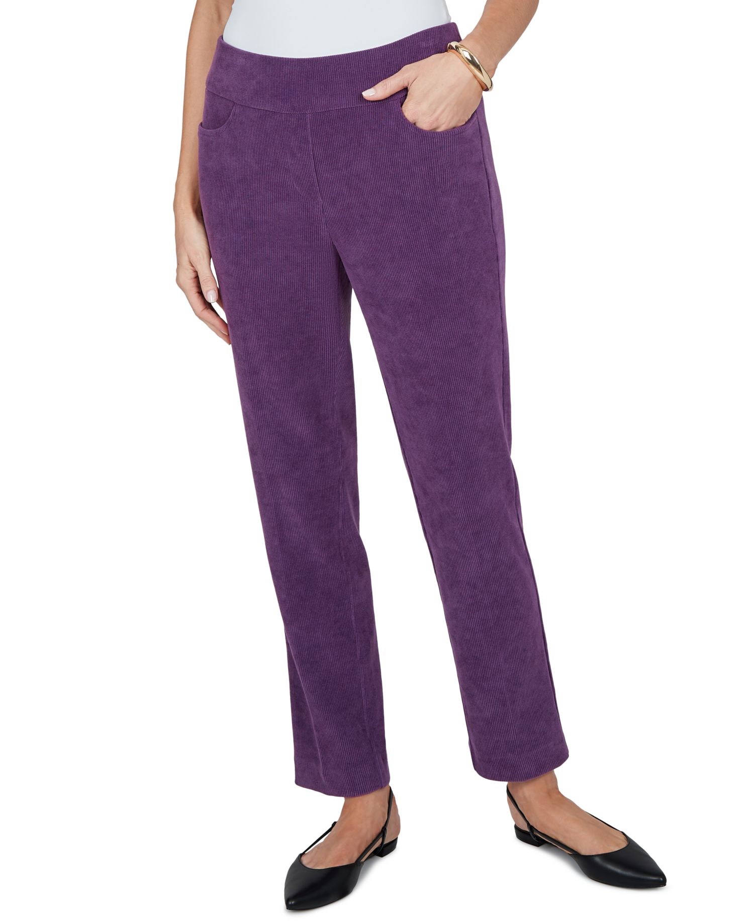 Petite Corduroy Straight Pull-On Pants