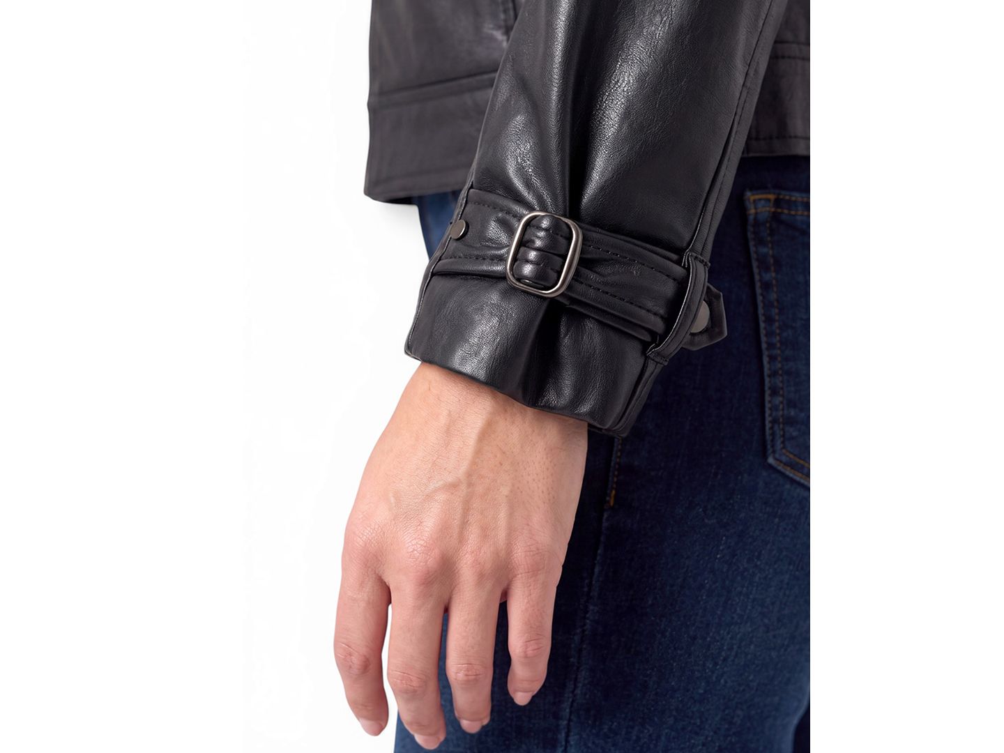 Женская куртка Liverpool Los Angeles Faux Leather Moto Zip-Front, цвет: Чёрный — фото 2