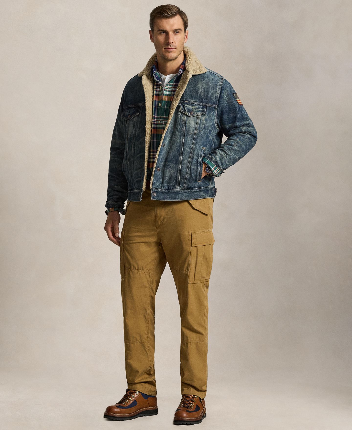 Мужская джинсовая куртка Polo Ralph Lauren Big & Tall с подкладкой из шерпы, длинный рукав, цвет: Earlton — фото 2