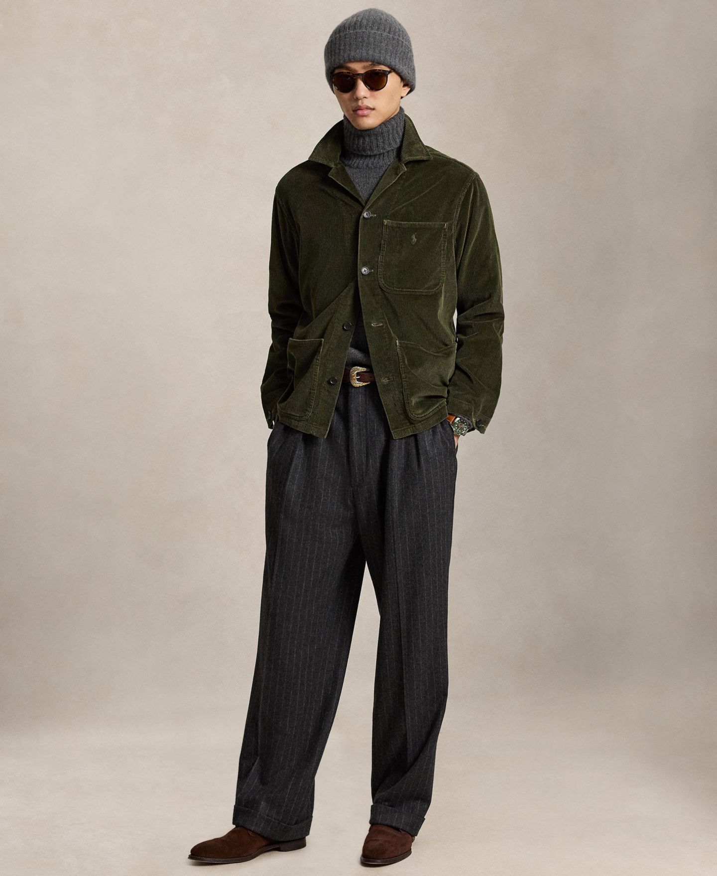 Мужская рубашка Polo Ralph Lauren Corduroy Classic-Fit Overshirt, цвет: Оливковый — фото 6