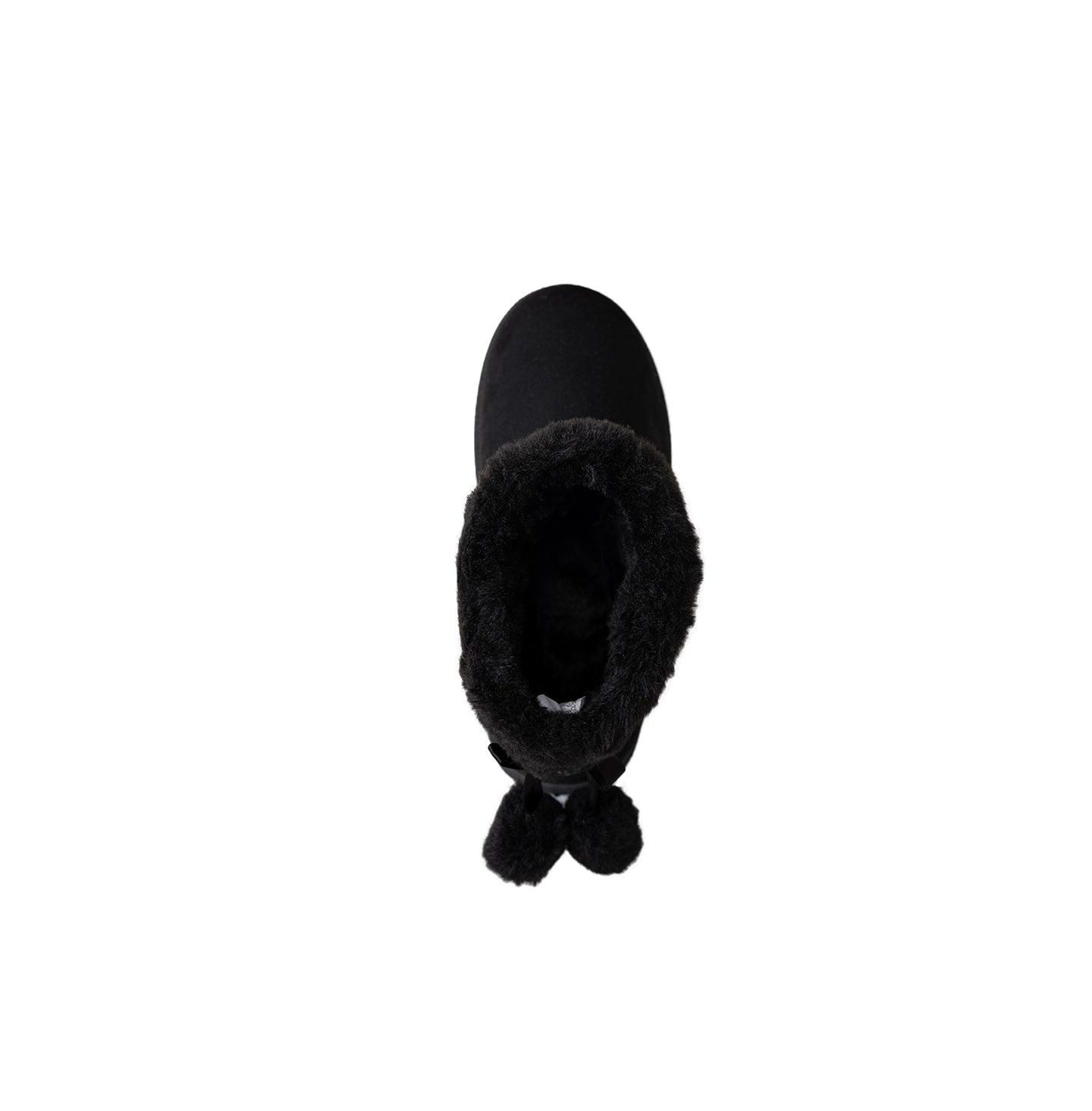 Ботинки Bebe Cozy Faux-Fur Cuff Boot with Bow and Pom-Pom Accents для девочек, цвет: Чёрный — фото 6