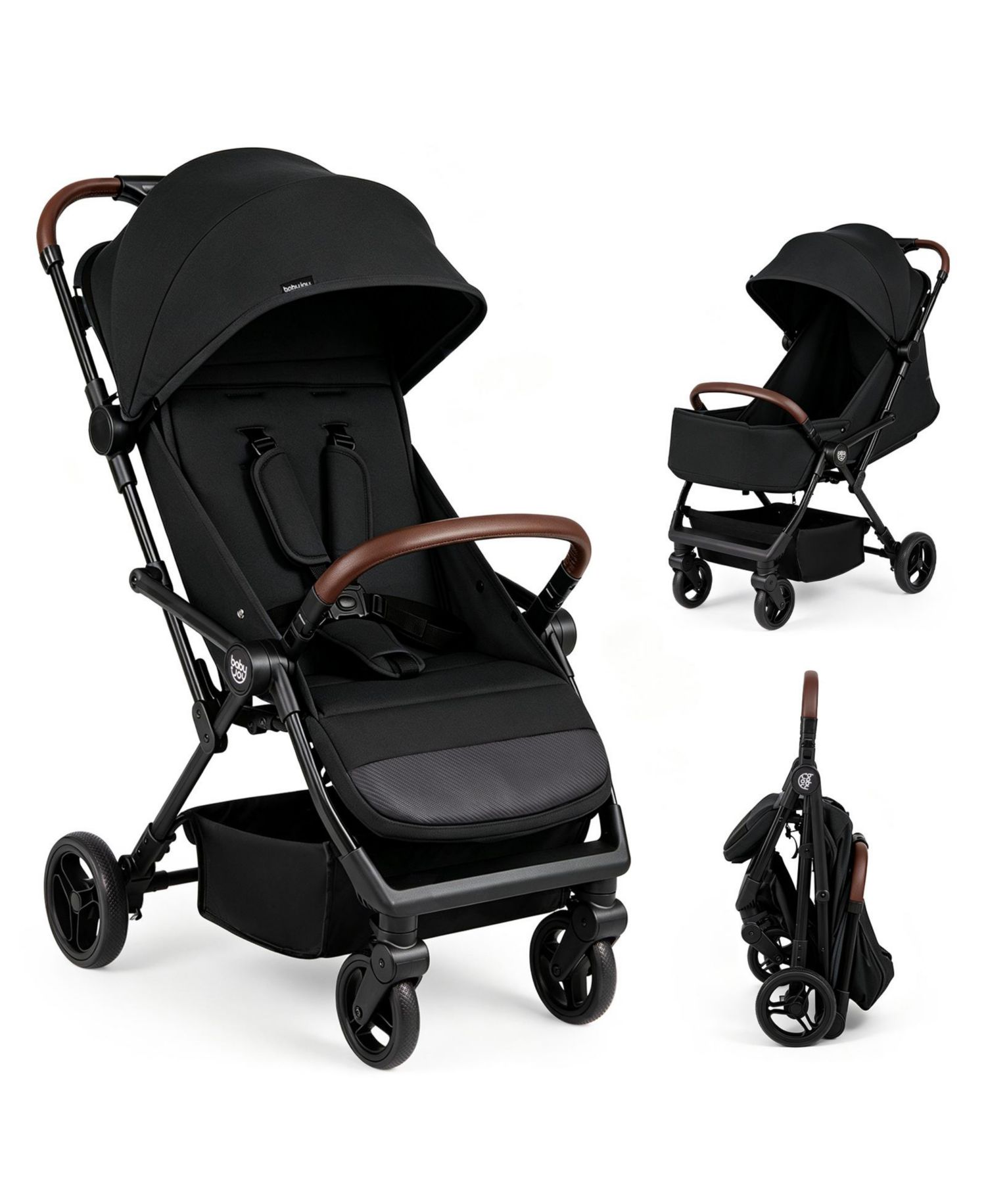 Lightweight Baby Stroller w/One-Hand Folding Adjustable Canopy Backrest Footrest