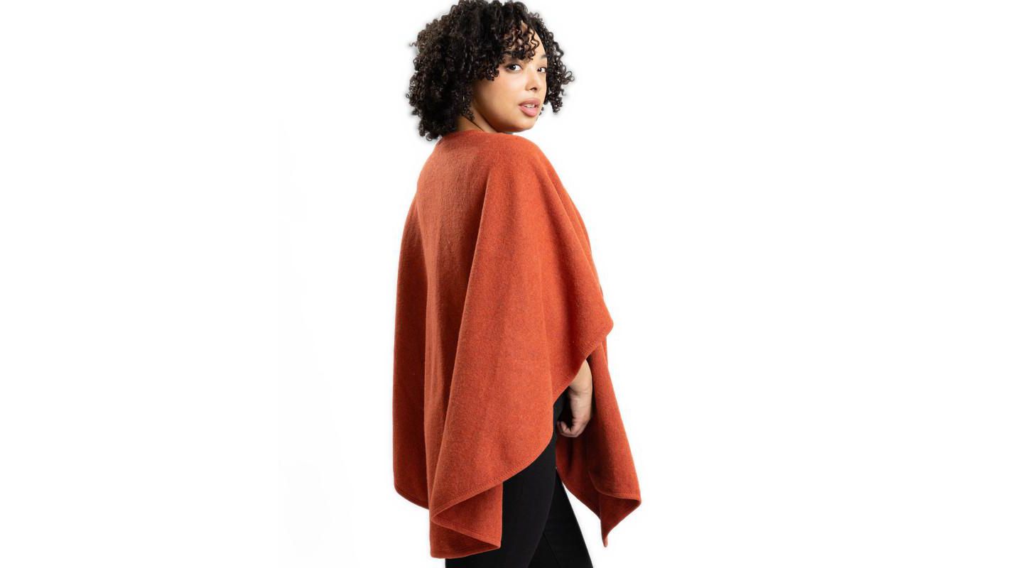 Caldwell Collection Women's Gloria Oversized V-Neck 3/4-Sleeve Poncho, цвет: Оранжевый — фото 2
