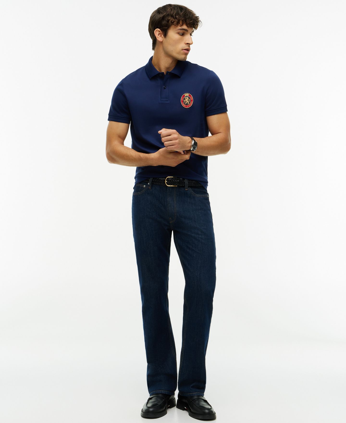 Мужское поло Tommy Hilfiger Icon Regular-Fit Short-Sleeve Polo, цвет: Карбоновый тёмно-синий — фото 2