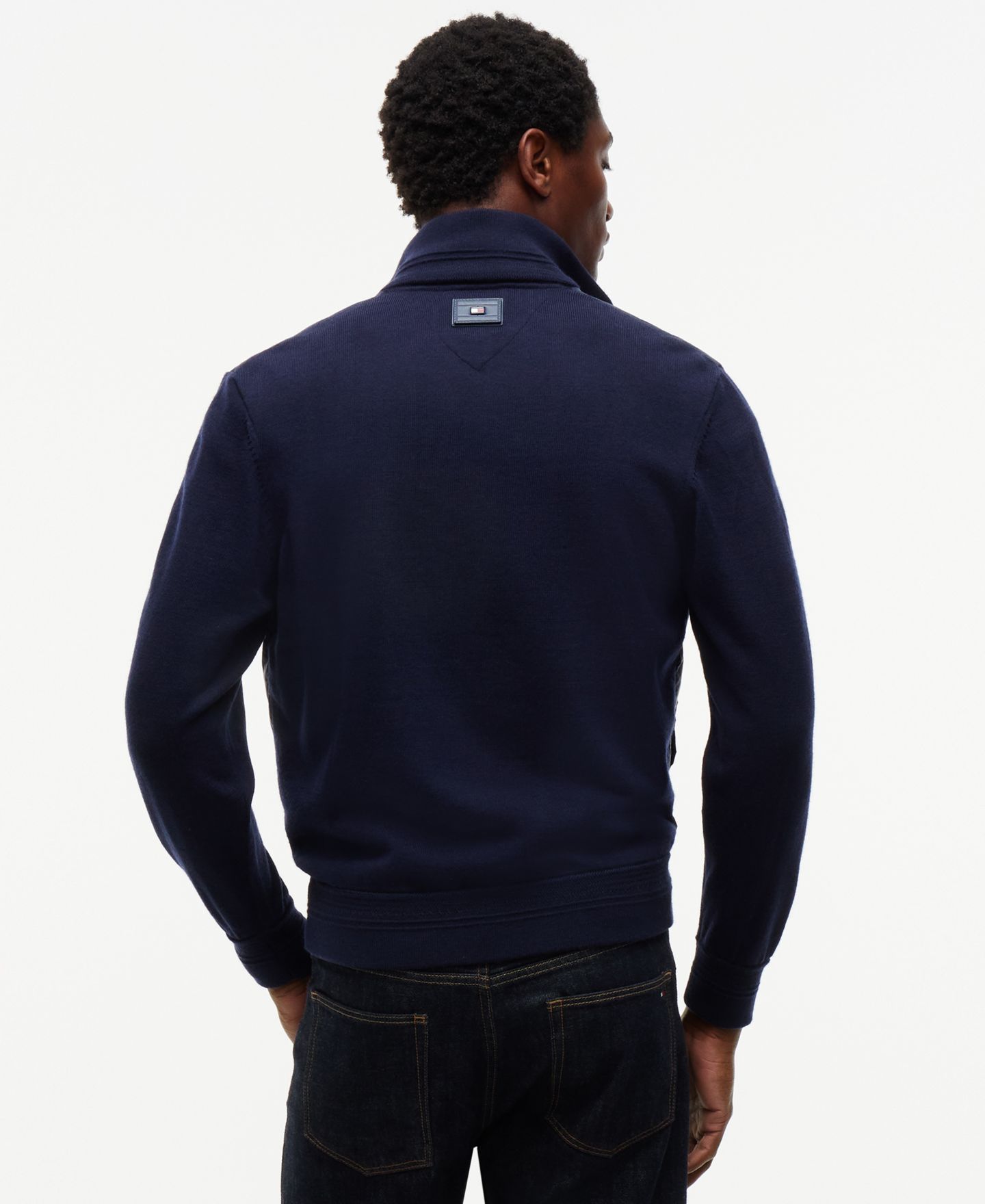 Мужская куртка Tommy Hilfiger New York Label Mixed Media Regular-Fit Wool-Blend, цвет: Тёмно-синий — фото 5