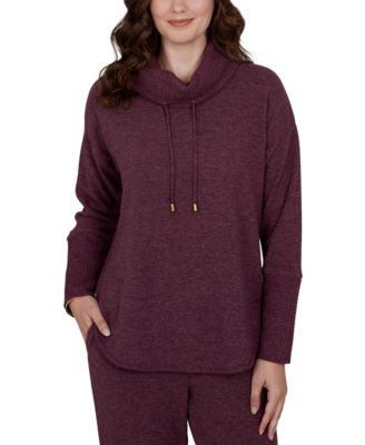 Petite Oversized Cowl Neck Long-Sleeve Pullover