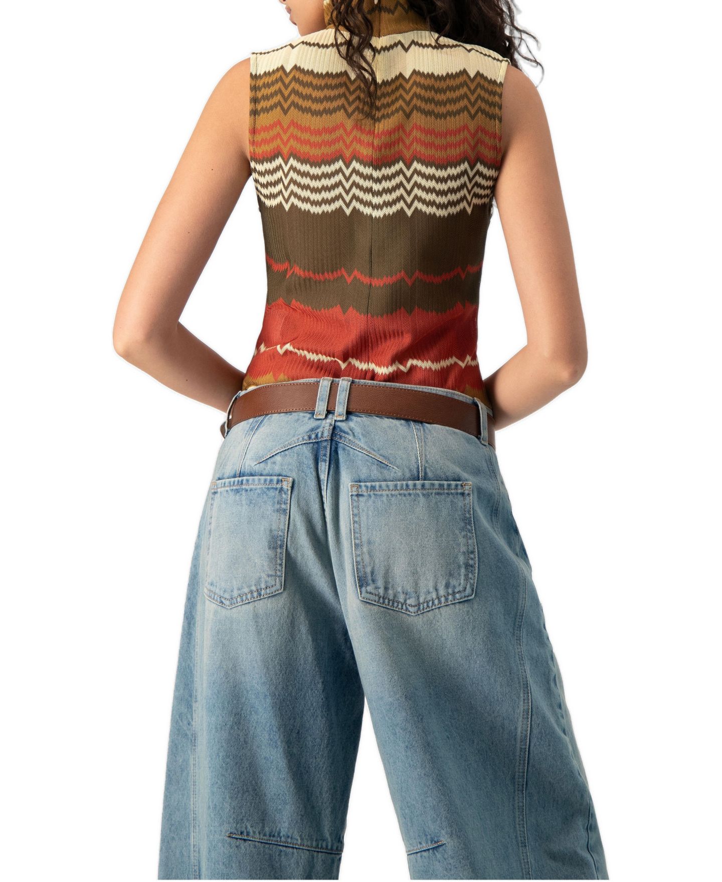 Женский топ Ivonne Colorblock Zigzag Knit Mock-Neck, цвет: Тёмный зелёный — фото 3