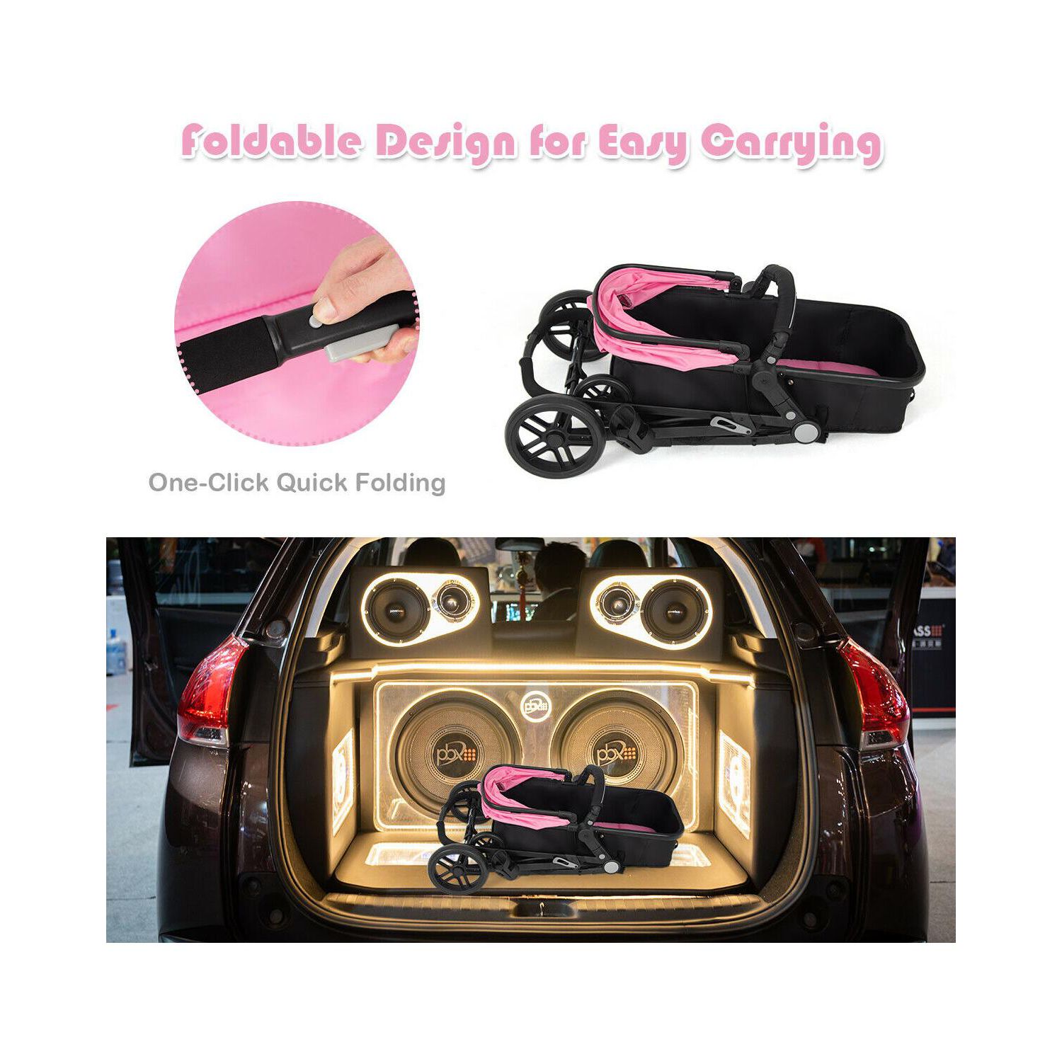 2-in-1 Baby Pushchair with Foldable Design for Newborn Infants