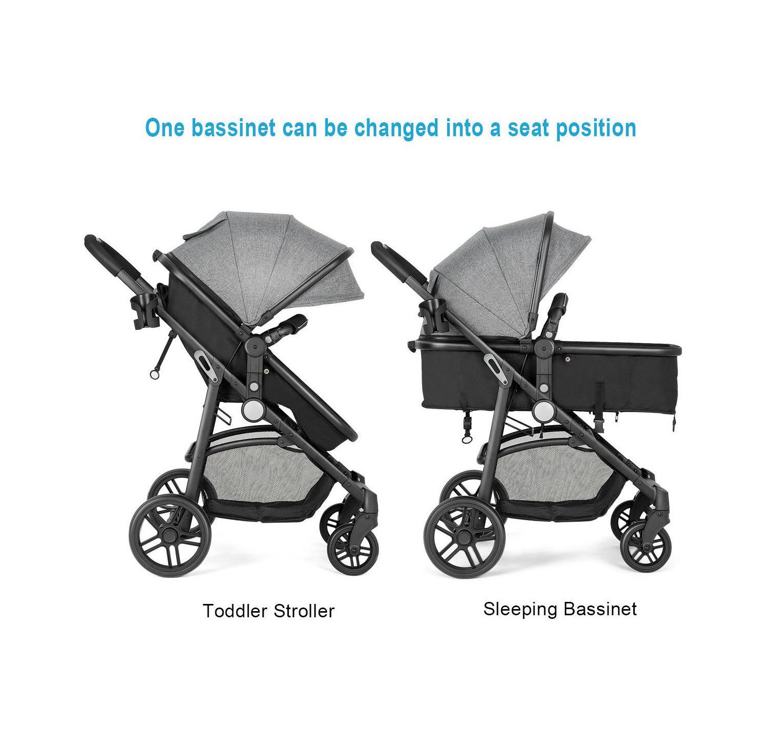 2-in-1 Baby Pushchair with Foldable Design for Newborn Infants