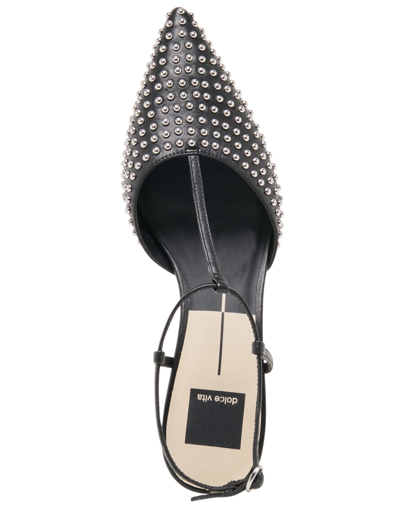 Женские туфли Dolce Vita Torena Pointed Toe T-Strap Kitten Heel, цвет: Чёрный кожаный — фото 4