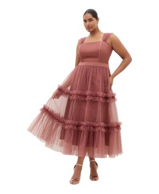 Plus Size Charming Tulle Tiered Dress