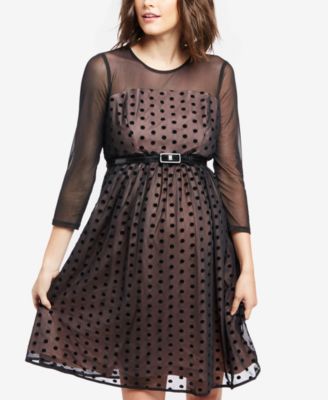 Motherhood Maternity - Maternity Velvet Polka-Dot Dress