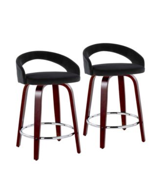 Grotto Mahogany Upholstered Swivel Counter Stool, Set of 2