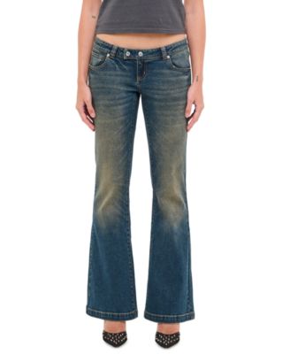 Juniors' 00 Kick Low-Rise Flare Medium-Wash Jeans