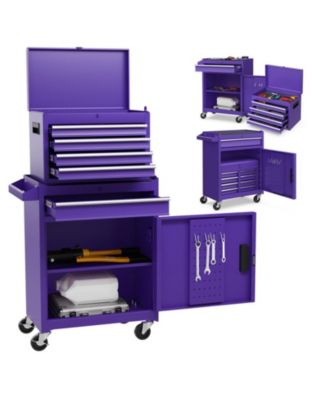 2-in-1 Rolling Storage Cabinet with 5 Lockable Drawers