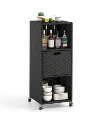 Outdoor Storage Cabinet with Removable Drawer and 3 Shelves