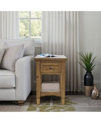Brentwood Modern Transitional Chairside End Table with Drawer and Storage Shelf