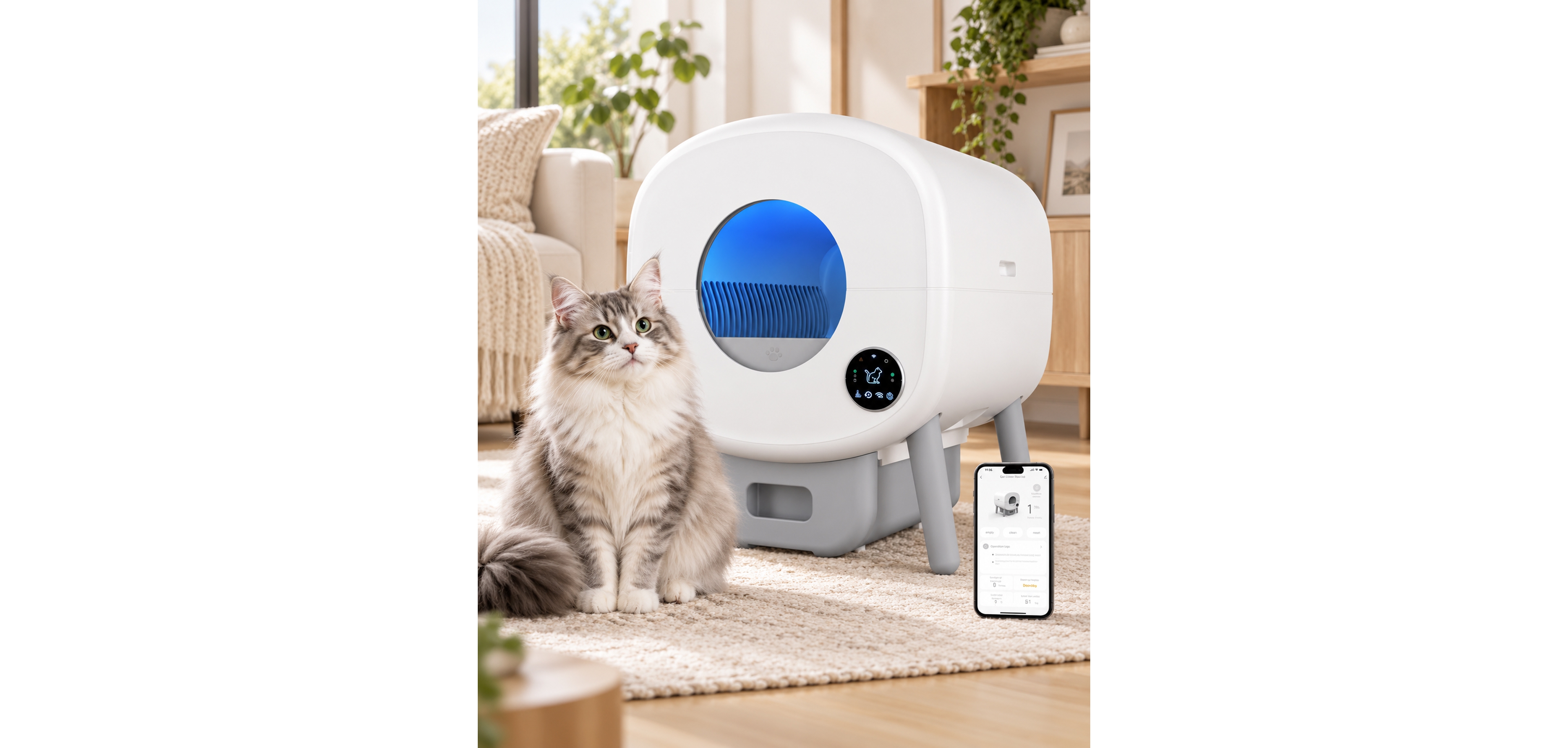 Cumrige Self-Cleaning Cat Litter Box Automatic Cat Litter Box Large Capacity Automatic Cat Litter Box App Control And Safety Protection