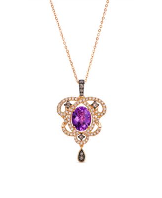 Strawberry Gold Amethyst Art Nouveau Pendant (2-3/8 ct. t.w.) with Diamonds in 14k Rose Gold