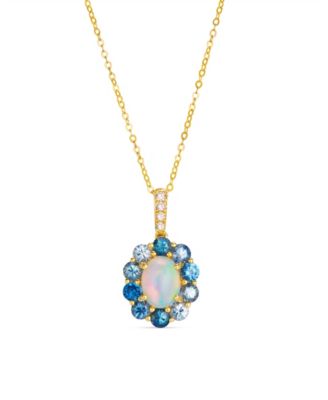 Honey Gold Opal and Diamond Pendant (1/20 ct. t.w.) in 14k Yellow Gold