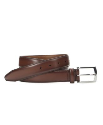 Men's Feather Edge Leather Brushed Nickel Belt