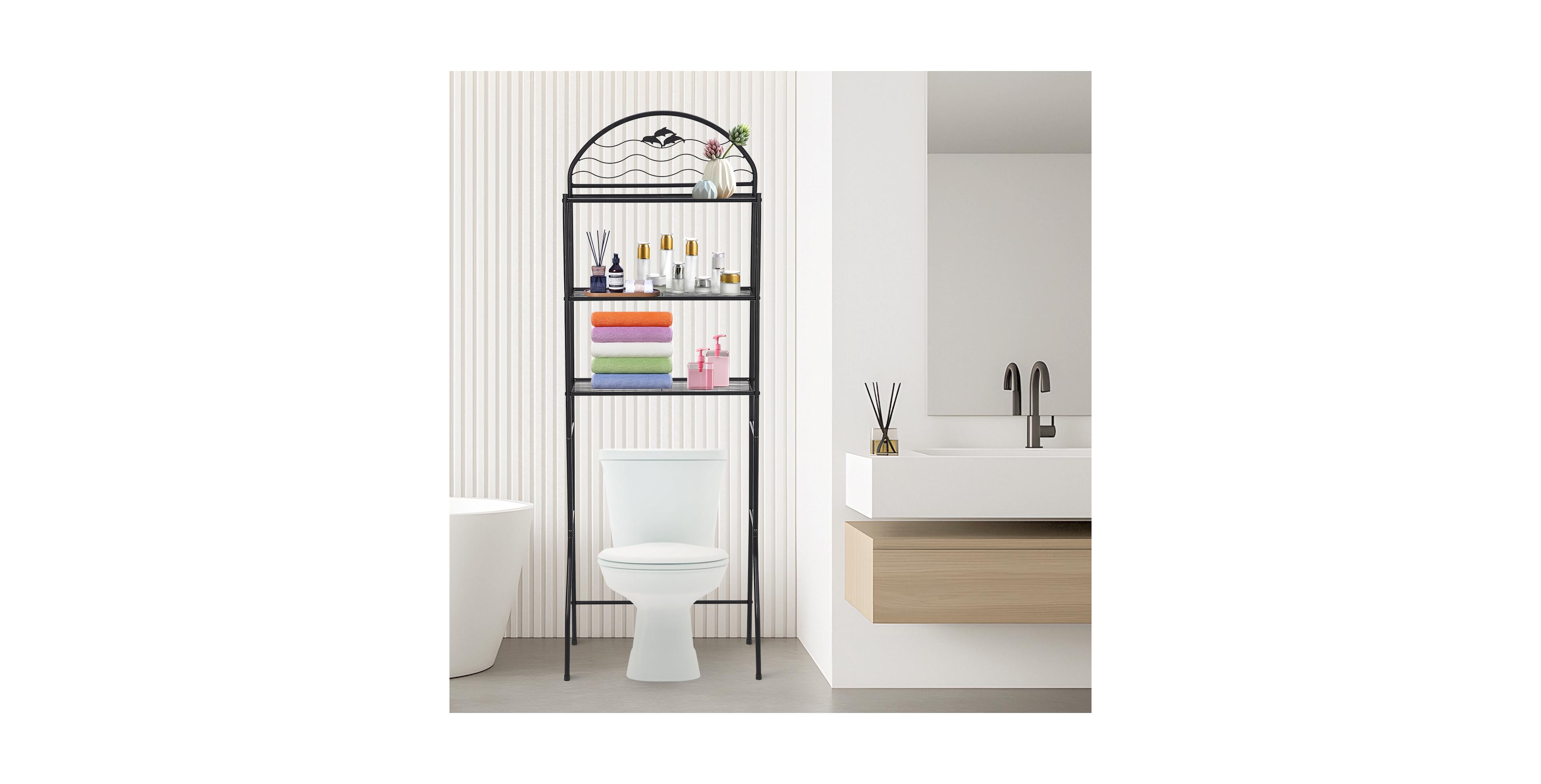 gaomon 3-Tier Over Toilet Shelf 66.9" Tall Metal Storage Rack Adjustable Bathroom Organizer for Small Apartments