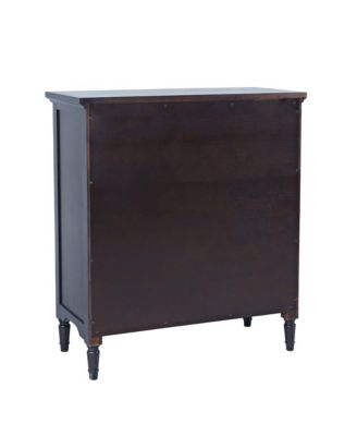 32" Slat Panel Door Accent Cabinet -Transitional Storage with Adjustable Shelves, Mahogany
