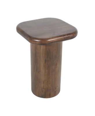 Mandara Global Modern Solid Wood Pillar Chairside Pedestal Square End Table