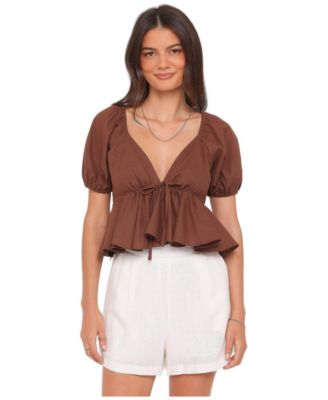 Women's Brienne Tie-Front V-Neck Open-Back Top