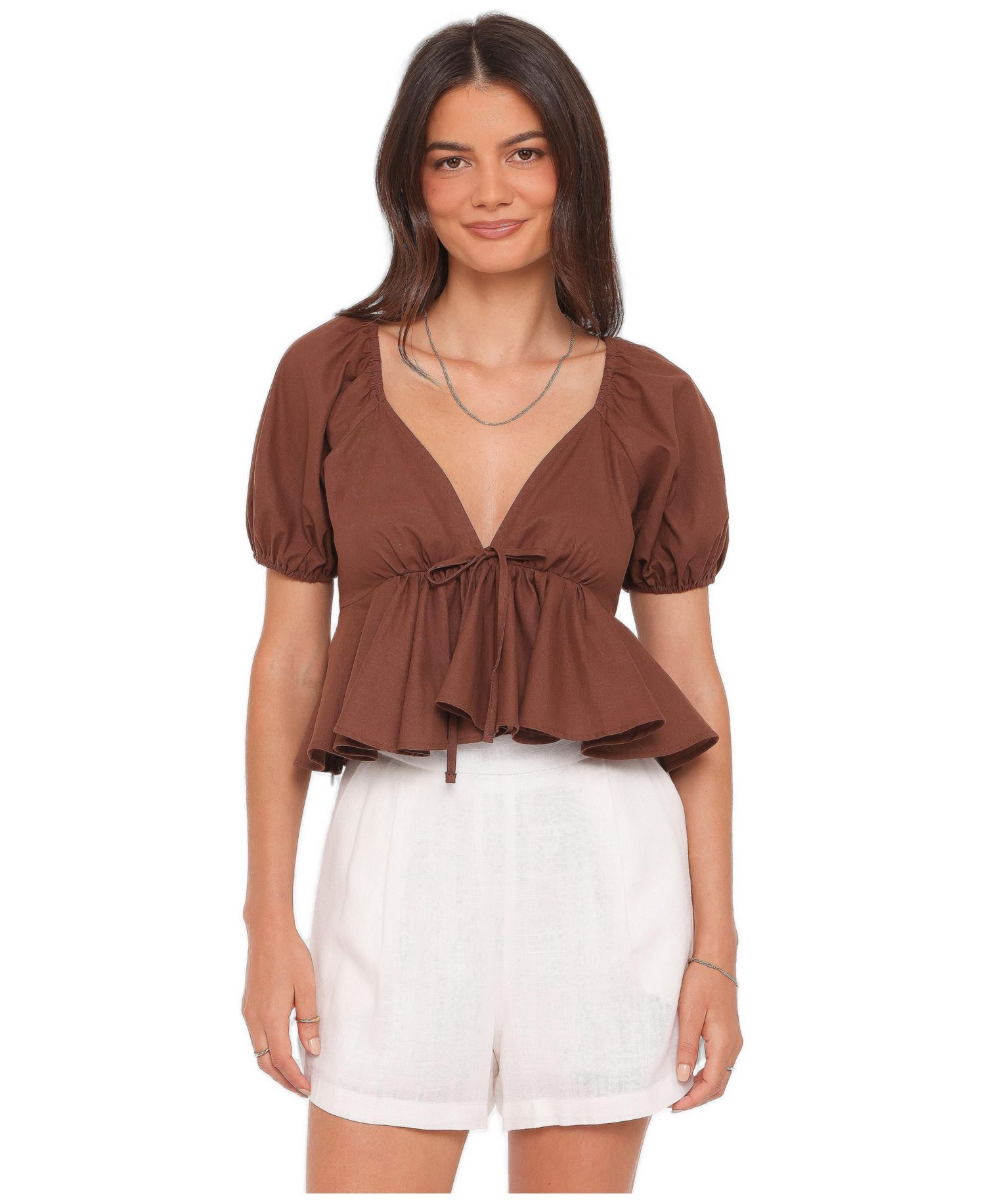 Women's Brienne Tie-Front V-Neck Open-Back Top