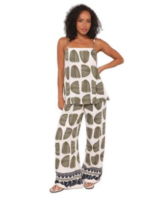 Women's Brianna Square-Neckline Sleeveless Wide-Leg Top and Pants, 2-Piece Set