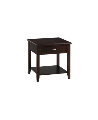Brown Wooden End Table with Drawer - Bedside and Side Table for Chairs and Sofas