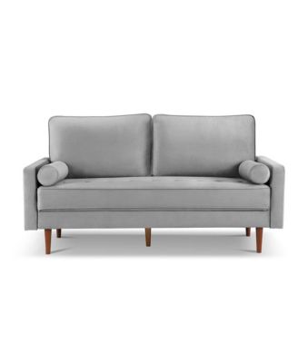 69 Inch Wide Upholstered Two Cushion Sofa with Bolster Pillows