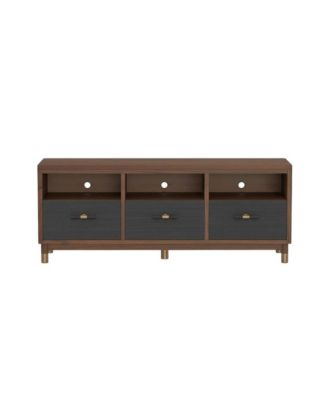 Black Mahogany Solids and Veneer TV Console with 3 Drawers and Modern Design
