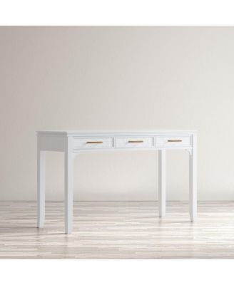Gramercy Mid-Century Modern Chevron Three Drawer USB Charging Desk, Blanc