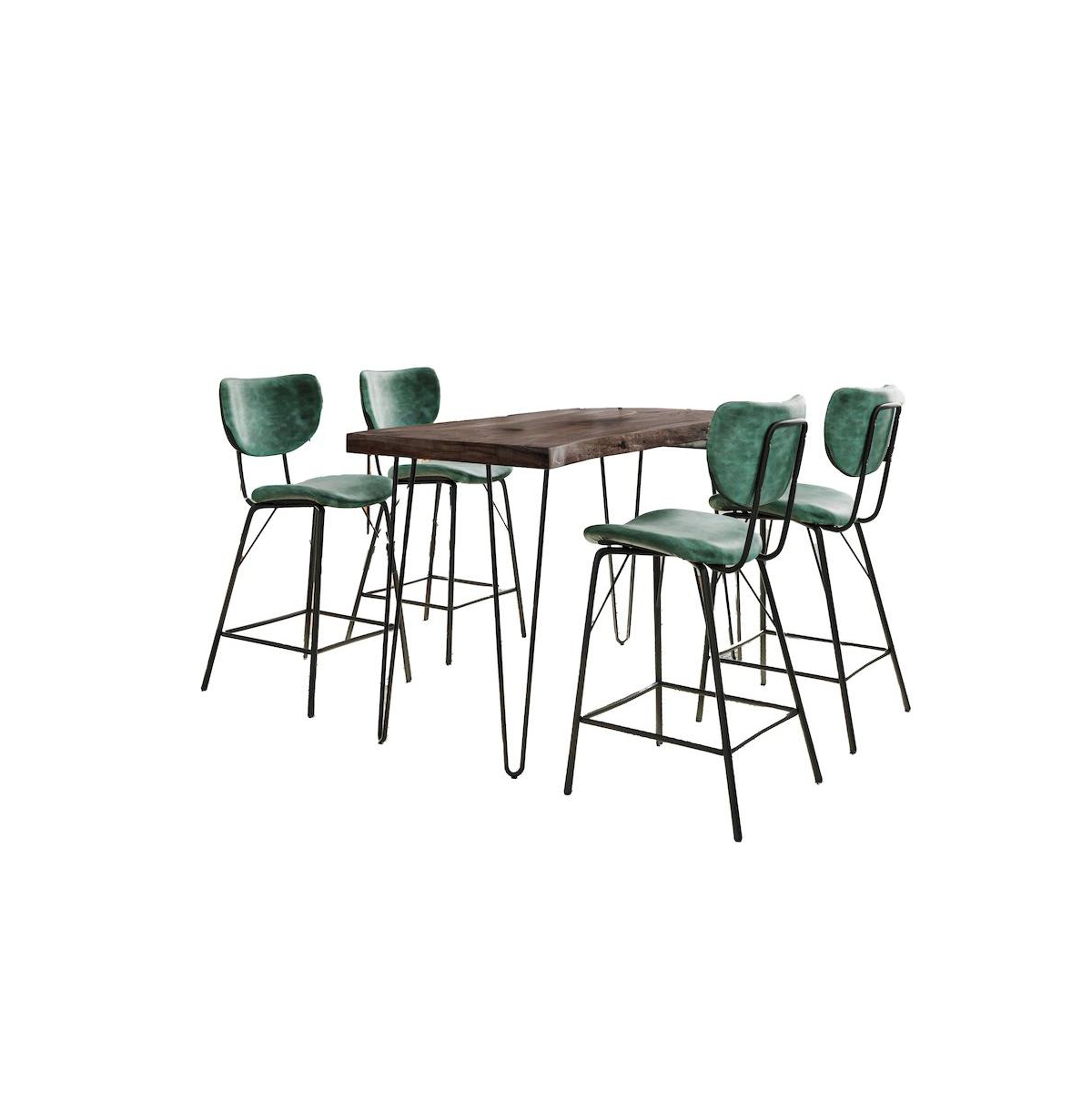 Jofran Solid Acacia Five Piece Counter Height Dining Set, Slate and Jade - Slate and jade