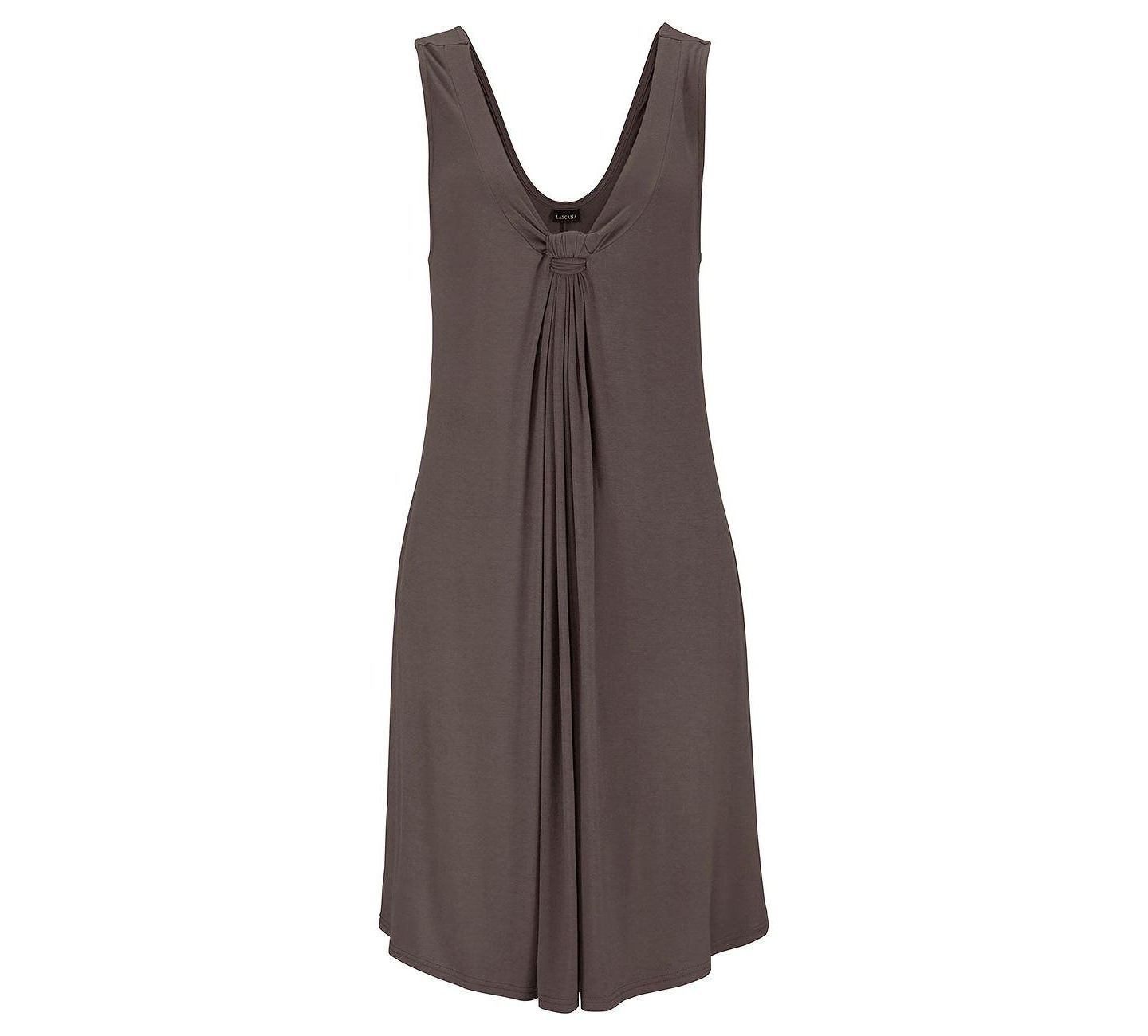 Женское платье Lascana A-Line V-Neck Knot-Front Viscose-Blend, цвет: Серо-коричневый — фото 5