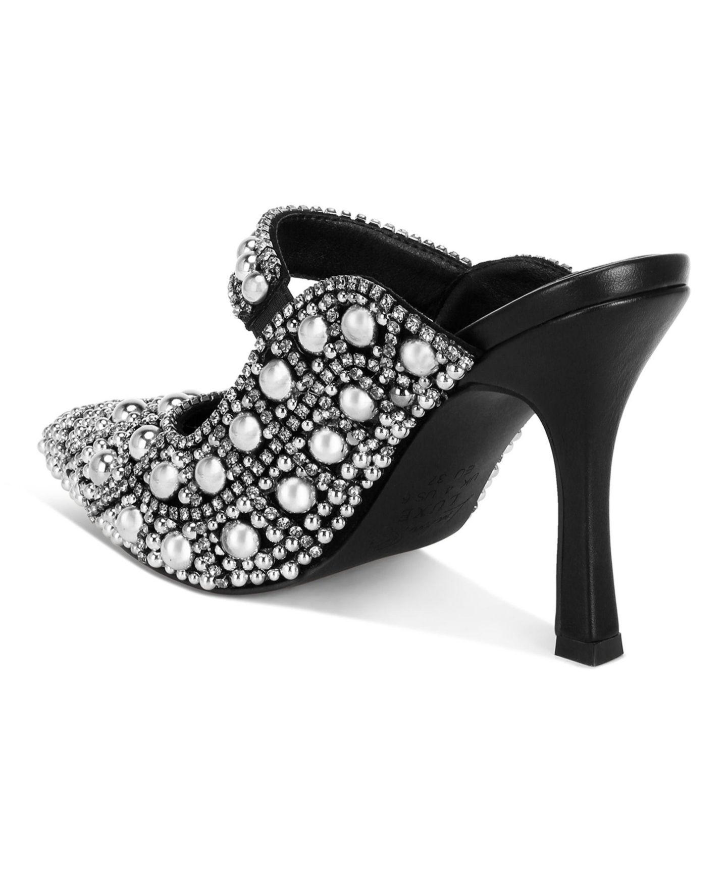 Женские сандалии London Rag Dalston Pearls and Rhinestones Slip On, цвет: Чёрный замшевый — фото 5