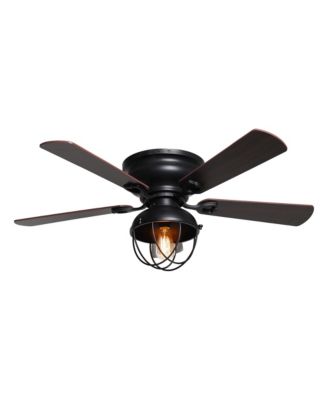 42" Low Profile Cage Ceiling Fan with Light Kit and Remote Control
