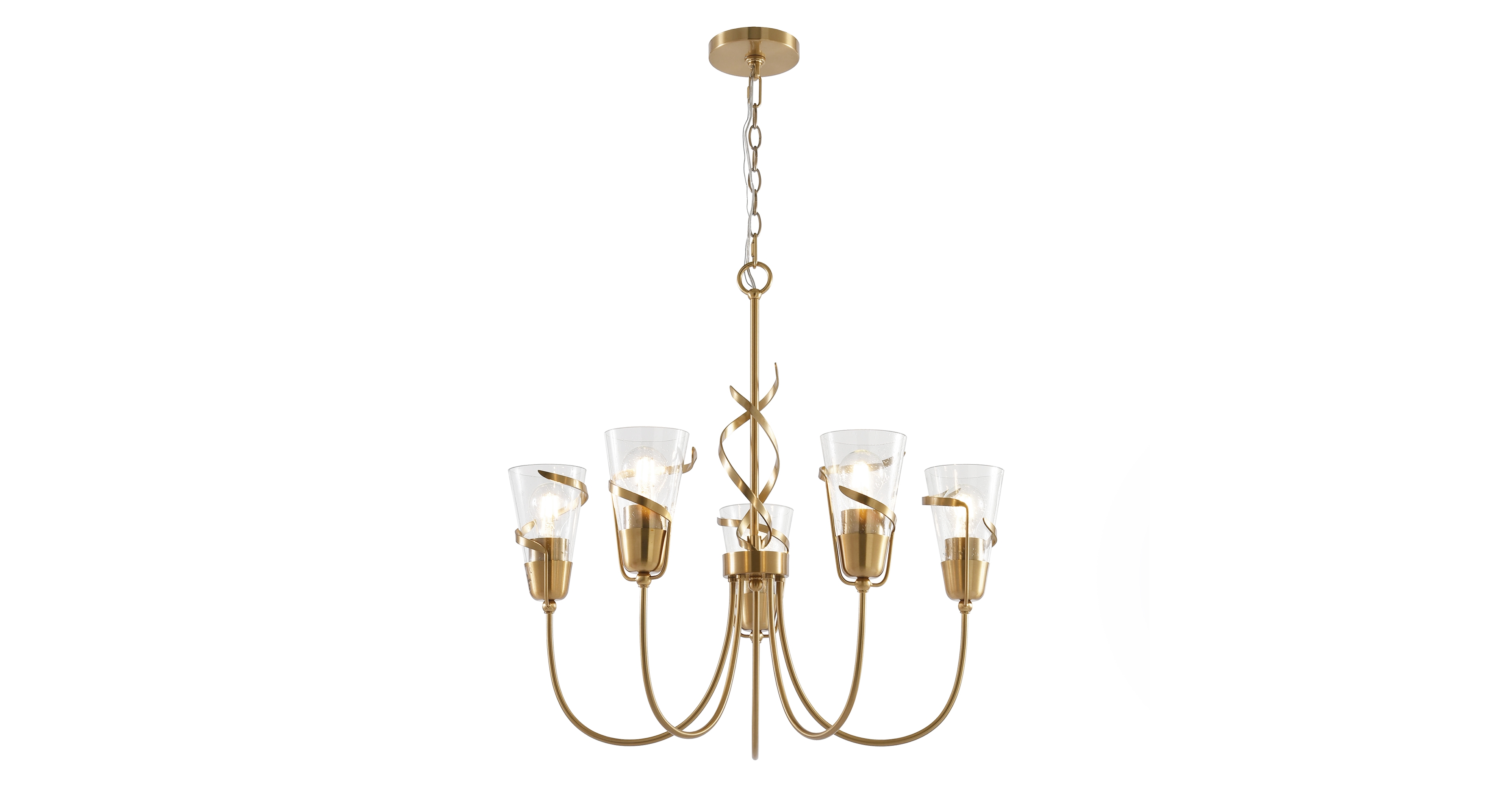 Parrot Uncle 26" Modern Luxury Seeded Glass 5-Light Dimmable Chandelier for Living Room